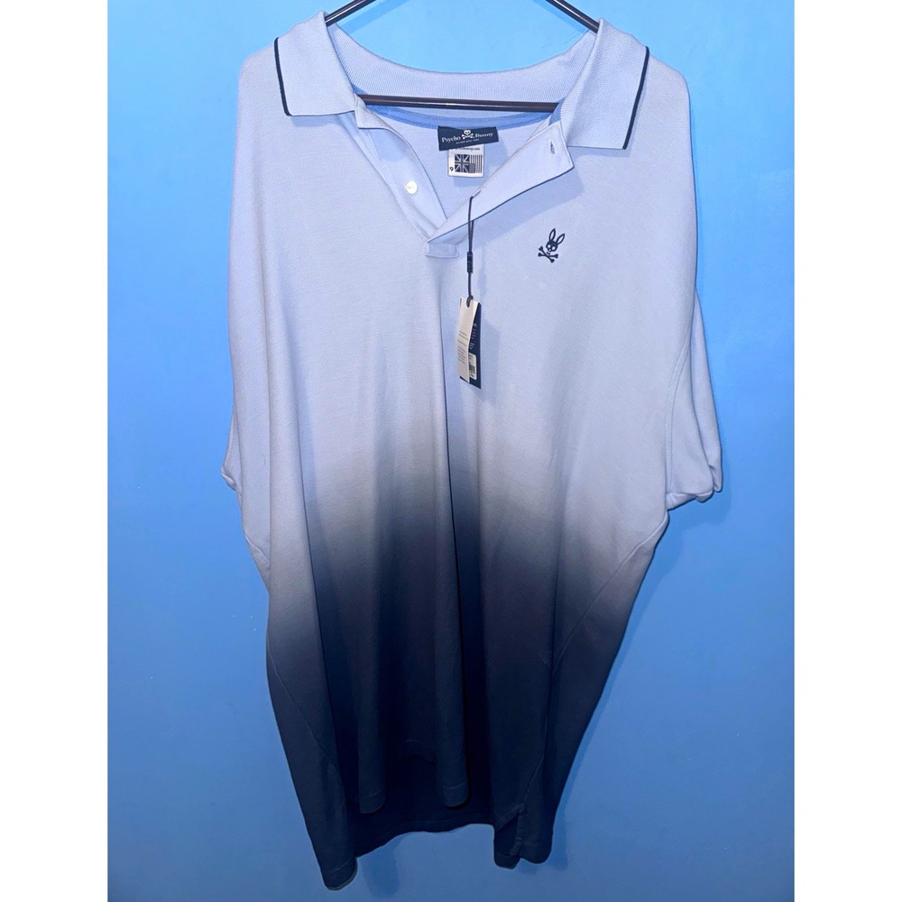 Psycho Bunny Mens 3XL Ghent Polo Blue Black Gradient Pima Cotton B6K612T7IPC